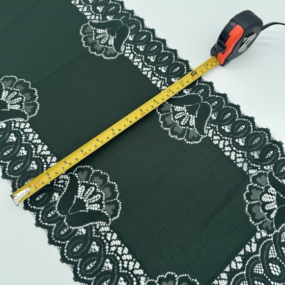 Vintage Green Lace Placemats & Table Runners Set 5 Floral Scalloped Decor - Picture 13 of 16